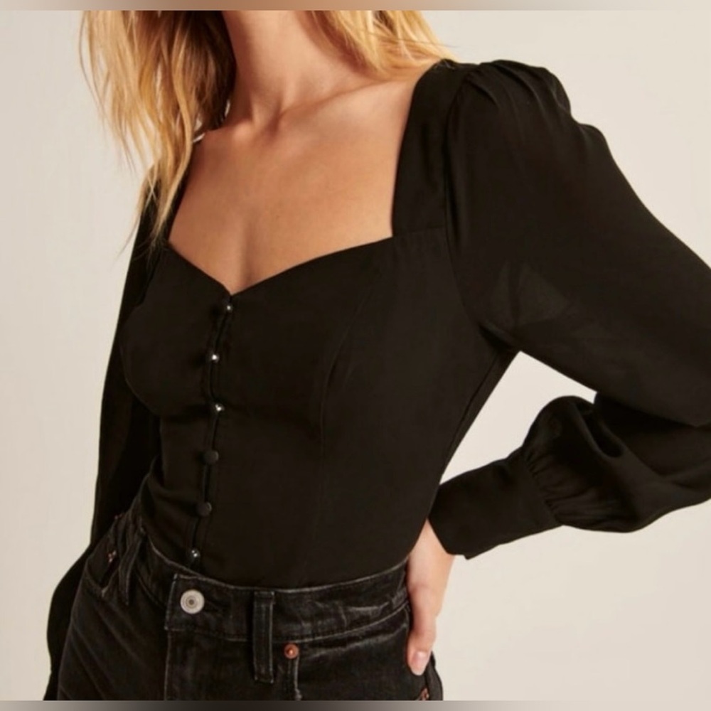 Abercrombie & Fitch Black Button-Down Blouse